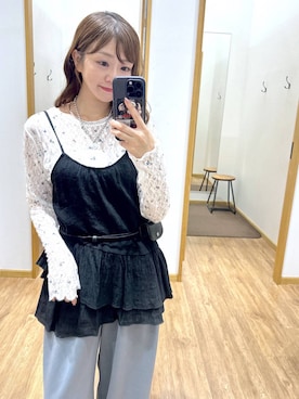 「GLOBAL WORK（グローバルワーク）のステンレスコインネックレス/1056186（ネックレス、グレー系）」を使った、airiさん（レディース・158cm）の秋コーディネート