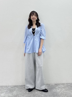 「LOWRYS FARM（ローリーズファーム）のスタイルＵＰクロスカップキャミ　100757（Tシャツ/カットソー、ブラック系）」を使った、airiさん（レディース・158cm）の春コーディネート