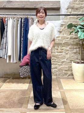 「GLOBAL WORK（グローバルワーク）のGOODデニムバギーパンツ/498388（デニムパンツ）」を使った、airiさん（レディース・158cm）の秋コーディネート