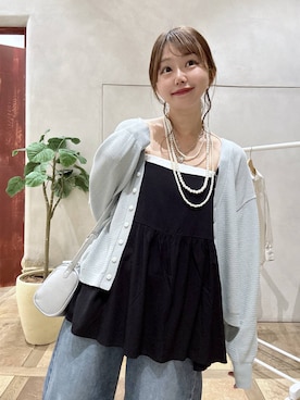 「GLOBAL WORK（グローバルワーク）のGOODデニムバレルCOOL/627009（デニムパンツ、ブルー系）」を使った、airiさん（レディース・158cm）の春コーディネート