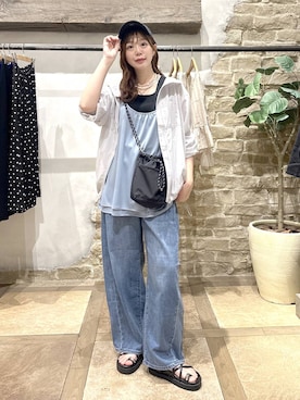 「NEW ERA（ニューエラ）のNEW ERA/CASUAL CLASSIC/26/616621（キャップ、ブルー系）」を使った、airiさん（レディース・158cm）の春コーディネート