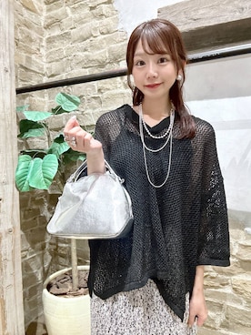 「GLOBAL WORK（グローバルワーク）のメッシュラメポロニット半袖/587686（ニット/セーター）」を使った、airiさん（レディース・158cm）の夏コーディネート