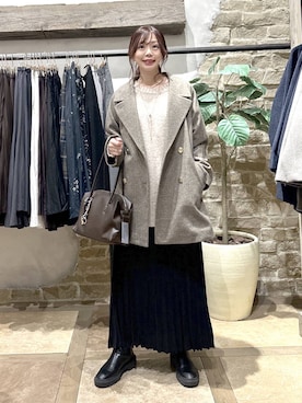 「アイテム（チェスターコート）」を使った、airiさん（レディース・158cm）の秋コーディネート
