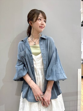 「GLOBAL WORK（グローバルワーク）のアシメヘムキャミチュニック/1017796（シャツ/ブラウス、ホワイト系）」を使った、airiさん（レディース・158cm）の夏コーディネート