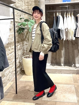 「アイテム（バレエシューズ）」を使った、airiさん（レディース・158cm）の春コーディネート