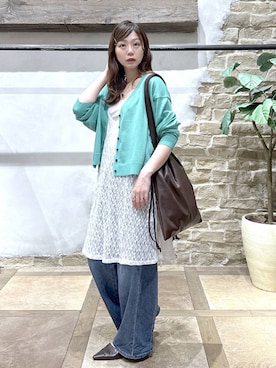 「GLOBAL WORK（グローバルワーク）のGOODデニムバレルCOOL/627009（デニムパンツ、ブルー系）」を使った、airiさん（レディース・158cm）の夏コーディネート