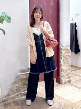 「GLOBAL WORK（グローバルワーク）のGOODデニムバギーパンツ/498388（デニムパンツ）」を使った、airiさん（レディース・158cm）の秋コーディネート