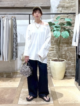 「GLOBAL WORK（グローバルワーク）のGOODデニムバギーパンツ/498388（デニムパンツ）」を使った、airiさん（レディース・158cm）の秋コーディネート