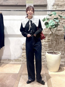 「GLOBAL WORK（グローバルワーク）のGOODデニムバギーパンツ/498388（デニムパンツ）」を使った、airiさん（レディース・158cm）の秋コーディネート