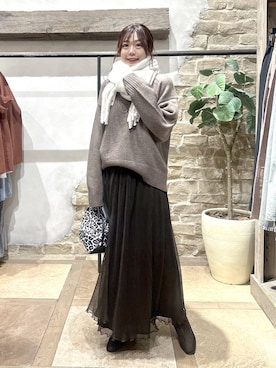「アイテム（マフラー）」を使った、airiさん（レディース・158cm）の秋コーディネート