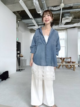 「GLOBAL WORK（グローバルワーク）のロングレースマルチベルト/911101（ベルト、ホワイト系）」を使った、airiさん（レディース・158cm）の夏コーディネート
