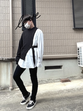 「Adoon plain（アドーンプレーン）のアイテム（ニット/セーター）」を使った、Yさん（メンズ・171cm）の冬コーディネート