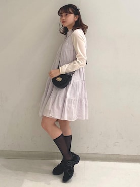 「WC（ダブル シー）のアイテム（レッグウェア）」を使った、senzaki sayaさん（レディース・158cm）の秋コーディネート