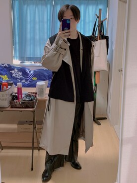 「RYO TAKASHIMA（リョウタカシマ）のアイテム（トレンチコート）」を使った、kuroさん（メンズ・168cm）の秋コーディネート