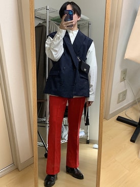 「RYO TAKASHIMA（リョウタカシマ）のアイテム（ベスト）」を使った、kuroさん（メンズ・168cm）の秋コーディネート