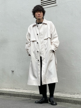 「OVERCOAT（オーバーコート）のアイテム」を使った、松本 幸さん（メンズ・180cm）の春コーディネート