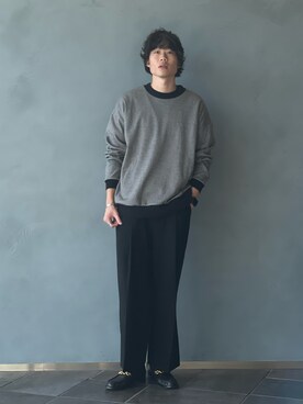 「Lui's（ルイス）のアイテム（スウェット）」を使った、松本 幸さん（メンズ・180cm）の春コーディネート