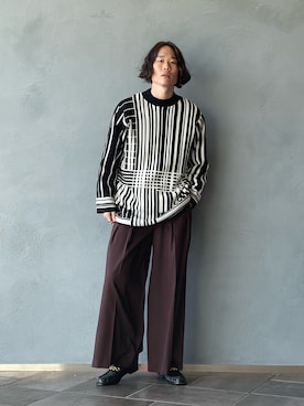 「Lui's（ルイス）のアイテム（ローファー）」を使った、松本 幸さん（メンズ・180cm）の春コーディネート