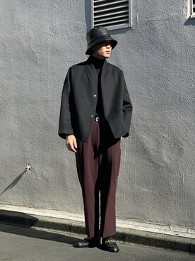 「Lui's（ルイス）のアイテム（帽子）」を使った、松本 幸さん（メンズ・180cm）の冬コーディネート