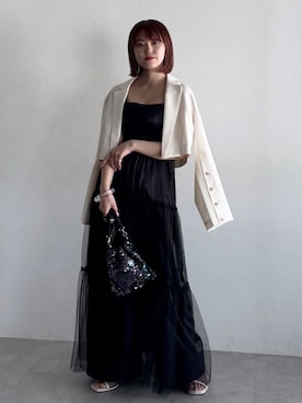 「スパンコール」｜「アイテム（その他）」を使った、mitaさん（レディース・155cm）の春コーディネート