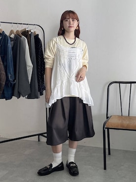 「studio CLIP（スタディオクリップ）のアイテム（その他パンツ）」を使った、mitaさん（レディース・156cm）の秋コーディネート