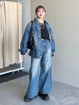 「PAGEBOY」｜「アイテム（デニムジャケット）」を使った、mitaさん（レディース・155cm）の冬コーディネート