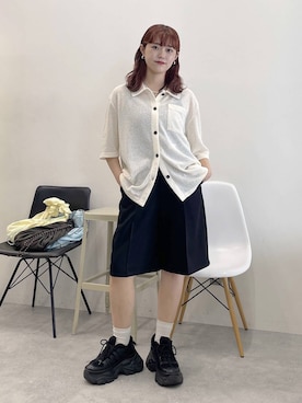 「PAGEBOY（ページボーイ）のプラットチャンキースニーカー（Sneakers、ブラック系）」を使った、mitaさん（レディース・155cm）の春コーディネート