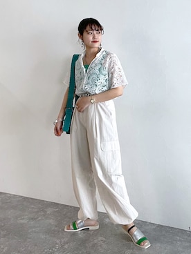 「花柄」｜「アイテム（その他）」を使った、mitaさん（レディース・155cm）の春コーディネート