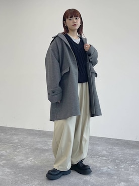 「アイテム（その他アウター、グレー系）」を使った、mitaさん（レディース・155cm）の秋コーディネート