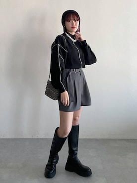「PAGEBOY（ページボーイ）のニットビーニー（ニットキャップ/ビーニー）」を使った、mitaさん（レディース・155cm）の秋コーディネート