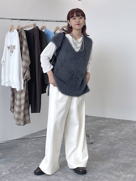 「studio CLIP（スタディオクリップ）のアイテム（Tシャツ/カットソー）」を使った、mitaさん（レディース・155cm）の秋コーディネート