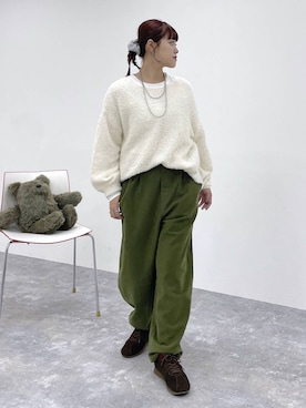 「studio CLIP（スタディオクリップ）のやわらかストレッチカーブイージーパンツ[プチ・プラスサイズあり]（その他パンツ）」を使った、mitaさん（レディース・155cm）の秋コーディネート