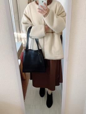 「notch.」｜「アイテム（ムートンコート）」を使った、Moeさん（レディース・154cm）の冬コーディネート