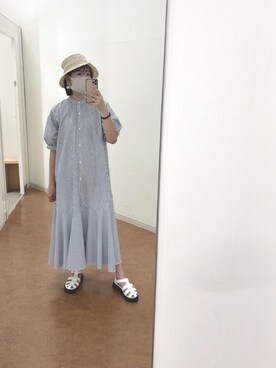 シャツワンピースを使った 麦わら帽子 の人気ファッションコーディネート Wear