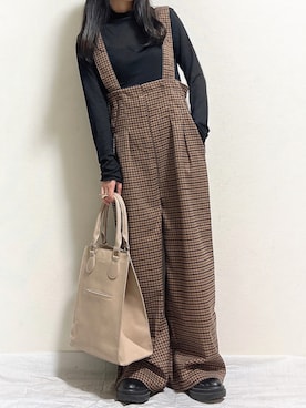 「Bab（バブ）のアイテム（サロペット/オーバーオール）」を使った、マヤさん（レディース・151cm）の秋コーディネート