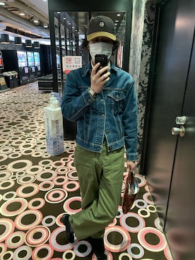 「古着好きな人と繋がりたい」｜「アイテム（デニムジャケット）」を使った、しぇりーさん（メンズ・172cm）の春コーディネート
