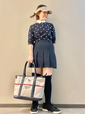 「アイテム（サンバイザー）」を使った、maicoさん（レディース・156cm）の秋コーディネート