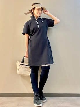 「アイテム（サンバイザー）」を使った、maicoさん（レディース・156cm）の夏コーディネート