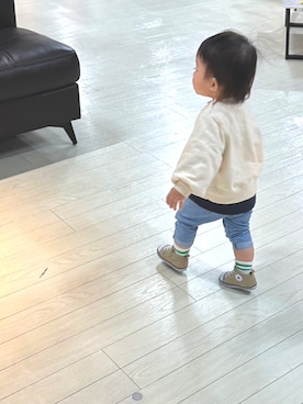 「petit main（プティマイン）のアイテム（スウェット）」を使った、ナつメ&あオ&ヨりさん（キッズ・90cm）の冬コーディネート