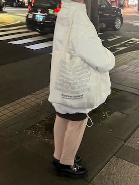 「JEANASIS（ジーナシス）のアイテム（ナイロンジャケット）」を使った、フウカさん（レディース・161cm）の冬コーディネート