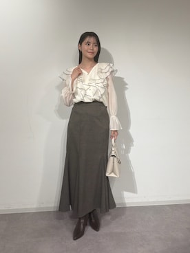 「PROPORTION BODY DRESSING（プロポーションボディドレッシング）のＡｕｔｕｍｎマーメイドスカート / 1216220900（スカート、ブラウン系）」を使った、fukaさん（レディース・161cm）の秋コーディネート