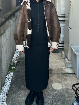 「M_（エムアンダーバー）のアイテム（ワンピース）」を使った、フウカさん（レディース・161cm）の秋コーディネート