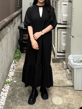 「シック」｜「アイテム（ワンピース/ドレス）」を使った、フウカさん（レディース・161cm）の秋コーディネート