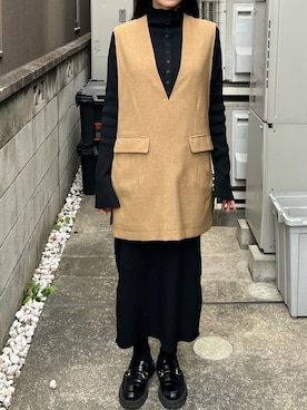 「M_（エムアンダーバー）のアイテム（ワンピース）」を使った、フウカさん（レディース・161cm）の冬コーディネート