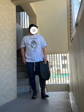 「FREAK'S STORE（フリークスストア）のWEB限定 ビッグシルエット フロント刺繍 アニマルプリントTシャツ/Dalmatian/ダルメシアン/DOG/犬（Tシャツ/カットソー）」を使った、moumouさん（メンズ・170cm）の夏コーディネート