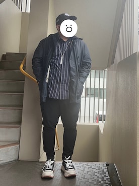 「アイテム（キャップ、ホワイト系）」を使った、moumouさん（メンズ・170cm）の春コーディネート