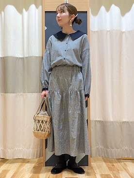 「Samansa Mos2（サマンサ モスモス）の配色前後2WAYブラウス（シャツ/ブラウス）」を使った、natsumeさん（レディース・162cm）の冬コーディネート