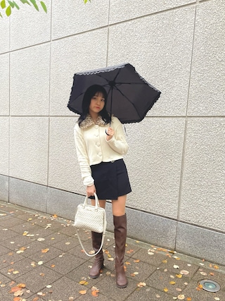 Francfranc フランフラン の 晴雨兼用 フラール Mini 折りたたみ傘 47cm ネイビー 折りたたみ傘 Wear