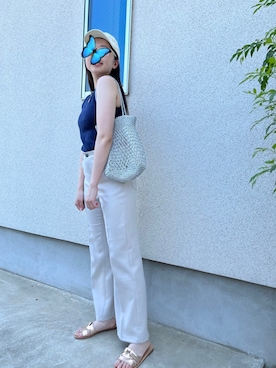 「マリンコーデ」｜「アイテム（スラックス）」を使った、Pentas🦋さん（レディース・163cm）の夏コーディネート