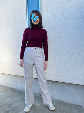 「お正月」｜「アイテム（スラックス）」を使った、Pentas🦋さん（レディース・163cm）の冬コーディネート